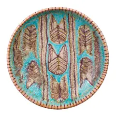Large Shallow Footed Bowl by Guido Gambone, glazed stoneware, stamped 'GAMBONE' with donkey mark, offered Jul 2025