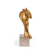 Olivier Strebelle, Abstract Figural Sculpture, polished gilt bronze, steel, incised 'o Strebelle EA II/IV'