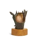 Fabio De Sanctis, Prototype de Chaise, patinated bronze, wood base, unsigned