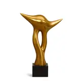 Antoine Poncet, Untitled (Abstract Sculpture), polished bronze, black marble, sculpture stamped with initials 'AP' and numbered '1/6'