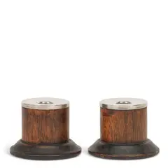 Allan Adler, Pair of Candlesticks, rosewood, sterling, each stamped 'ALLAN ADLER STERLING'