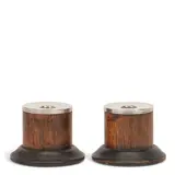 Allan Adler, Pair of Candlesticks, rosewood, sterling, each stamped 'ALLAN ADLER STERLING'