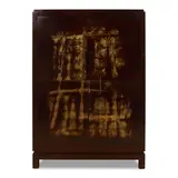 Jacques Adnet, Cabinet, lacquered wood exterior with abstract design