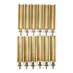 Pierre Forsell, Set of Twelve Sconces, for Skultuna, brass, each stamped with the firm's marks