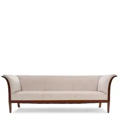Frits Henningsen, Sofa, mahogany, re-upholstered in Rubelli Fabric and with leather cording
