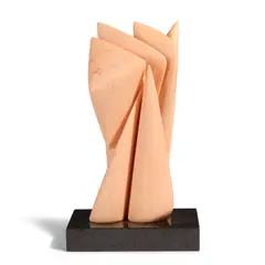 Pablo Atchugarry, Untitled, pink Portugal marble, black granite base, incised 'ATCHUGARRY' along lower edge