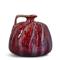 Pierre-Adrien Dalpayrat, Pumpkin-Form Jug, flambé glazed stoneware, incised 'Dalpayrat 26'