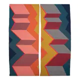 Charlotte Funk, American Diptych (Tapestries), woven wool, each with two metal mounting rods