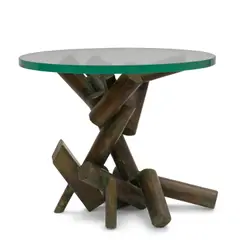 Side Table by Kelvin Laverne, patinated bronze, glass, etched 'KELVIN LAVERNE' with artist's mark, sold Jul 2025