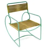 Walter Lamb, Rocking Chair, for Brown Jordan, bronze tubing, rope cord