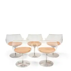 Set of Five Champagne Dining Chairs by Erwine & Estelle Laverne, plexiglass, aluminum, faux leather, sold Jul 2025