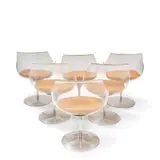 Erwine & Estelle Laverne, Set of Six Champagne Dining Chairs, plexiglass, aluminum, faux leather