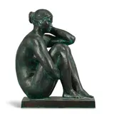 Felipe Castaneda, Mujer Sentada, bronze, incised 'F
