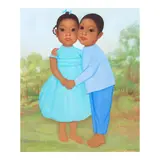 Gustavo Montoya, Niños Cariñosos, oil on canvas