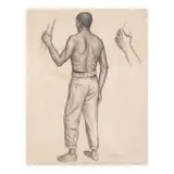 Juan O'Gormann, Study for 'Retablo de la Revolucion' Mural at Chapultepec Castle (Man Holding Beam)