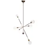 Apparatus, Highwire Tandem Large Light Fixture, fabricated in Manhattan, patinated brass, black suede, with Apparatus sticker on inside of ceiling cap