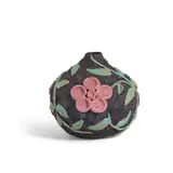 Beatrice Wood, Vine and Flower Lava Vase, lava glazed earthenware with applied glazed earthenware decorations