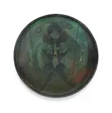 Beatrice Wood, Female Figural Plate, painted and lustre-glazed earthenware, signed 'BEATO' on underside