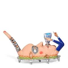 Sergei Isupov, Good Morning USA Teapot, glazed and hand-painted porcelain, signed in glaze 'Vcynof' on one side