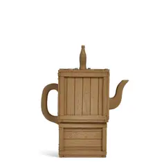 Stacked Crates Teapot by Richard Notkin, fired ceramic, inscribed 'Notkin 1983' on underside of teapot, sold Jul 2025