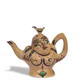 Akio Takamori, Teapot with Bird Lid, glazed, painted, and gilt-decorated porcelain, signed in paint 'akio' on base, underside with Garth Clark Gallery sticker