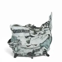 Edward S. Eberle, Texture and Form (Teapot), painted porcelain, signed in black 'TEXTURE AND FORM STUDY 2 E