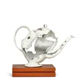 Irvin Tepper, Teapot, unglazed porcelain on wood base