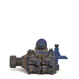 Steven Montgomery, Carburator (Teapot), slab-constructed, press-molded, hand-built, and painted earthenware with glazed interior, incised 'MONTGOMERY 2000' on underside