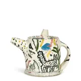 Roy de Forest and Sandy Simon, Teapot, glazed earthenware, incised 'S Simon 3-85' on underside