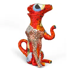 Michael Lucero, Zoomorphic Teapot, from the New World Series, glazed and painted earthenware, signed in black 'MICHAEL LUCERO NEW WORLD SERIES' on lower side