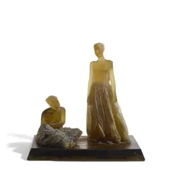 Nicholas Africano, Untitled (Woman Standing, Woman Seated), cast glass, etched 'NA'