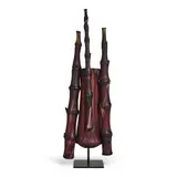 William Morris, Drum (Tall Red Bamboo), blown glass with steel stand, etched 'William Morris 2007' along lower edge of one stalk of bamboo