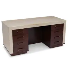 Paul Theodore Frankl, Desk, for Johnson Furniture Company USA, cork, mahogany, brass