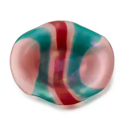Rare Macchie Dish by Carlo Scarpa, for Venini, hand-blown iridescent and polychromed glass, acid-etched stencil 'venini murano ITALIA' on underside, offered Mar 2025