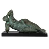 Felipe Castaneda, Desnuda Recostada, bronze on painted wood base