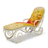 Eszter Haraszty, Thonet Chaise Longue with 'Needlepainted' Cushion, white painted bentwood, caning