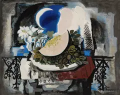 Still Life by Moonlight by Ismael  González de la Serna, oil on canvas, sold Mar 2025