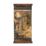 June Schwarcz, Mounted Plaque, enameled copper mounted to carved wooden frame with carved Japanese characters on the reverse, etched 'Schwarcz' and numbered '491'