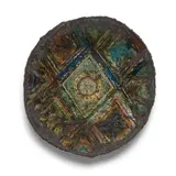 June Schwarcz, Bowl (#610), electroplated copper foil and enamel, etched 'Schwarcz 610'