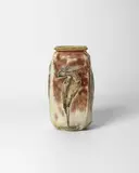 Martin Brothers, Vase, stoneware, of square section form, decorated on each side with a large stork, incised '10-1901, Martin Bros London & Southall'