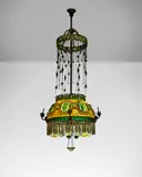 Special Order Moorish Turtleback Chandelier by Tiffany Studios, leaded, opalescent and polychrome glass, patinated bronze, sold Jun 2025