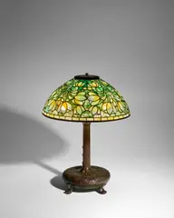 Tiffany Studios, 'Crocus' Table Lamp, leaded glass, patinated bronze, shade tag-stamped 'TIFFANY STUDIOS NEW YORK', base stamped 'TIFFANY STUDIOS'
