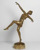Bruno Zach, 'Tanzerin', gilt and cold painted bronze, onyx