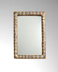 Line Vautrin, Mirror, talosel, lumaline and glass, signed 'LINE VAUTRIN'