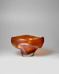 Massimo Micheluzzi, 'Coppa Ambra' Bowl, for Murano, hand-blown iridescent and frosted glass, engraved 'Massimo Micheluzzi MURANO 2017'