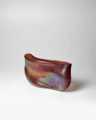 Massimo Micheluzzi, 'Flat Ambra' Vase, for Murano, hand-blown iridescent and frosted glass, engraved 'Massimo Micheluzzi MURANO 2017'