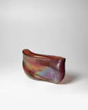 Massimo Micheluzzi, 'Flat Ambra' Vase, for Murano, hand-blown iridescent and frosted glass, engraved 'Massimo Micheluzzi MURANO 2017'