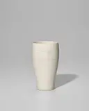 Lucie Rie, Beaker Vase, porcelain, matte white glaze with concentric circles in pale purple, impressed with artist's monogram
