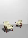 Fredrik Schriever-Abeln, Rare Pair of 'Condor' Armchairs, for Orebro Glas, stained ash, leather