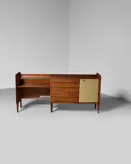 Sideboard by Gio Ponti, for Dassi, mahogany, glass, brass, Skai, offered Jun 2025